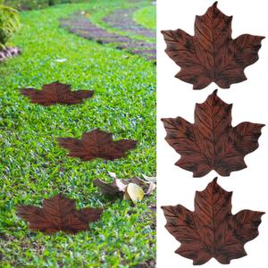 3 Pcs Maple Leaf Stepping Stone 12 Inch Iron Maple Shaped Foot Step Stone Figurine Decorative Portable Stepping Stone Statue for Garden Lawn Patio Yard Walkway Outdoor Indoor Decor, Brown