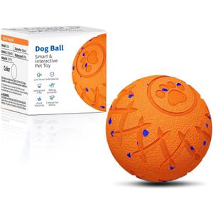 Interactive Dog Ball, Automatic Moving, Bouncing and Rotating, Silent Foam Material, IP54 Waterproof Rating, Smart Active Rolling, Stimulation Toys for Medium and to Keep Them Busy (Orange)