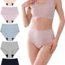 AIRCUTE Washable Urine Absorbency Incontinence Underwear for Women Bladder Leak Proof Cotton Panties 60ML 5 Pack (5 Colors, Medium) (Beige)