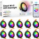 inShareplus 2 Inch Smart Recessed Lighting 10 Pack, 5W WiFi RGB LED Downlight 2700-6500K Dimmable, Color Changing, Black Trim, Alexa Google Compatible, with LED Driver, 120V Ceiling Lights (Corlorful)