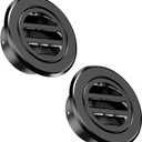 4 Inch Round Air Vent, HG Power Aluminium Alloy Louver Grille Cover, Soffit Vent with Built-in Screen Mesh for Bathroom Kitchen Office Ventilation, 3.74,2-Pack, Black