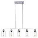 3WWWUEE 39.4" Kitchen Island Lighting, 3 Lights Clear Glass Pendant Light Fixtue, Chrome Linear Metal Chandelier for Dining&Living Room Foyer,Height Adjustable,E26 Socket