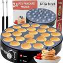 24PCS Mini Pancake Maker Machine, Nonstick Electric Dutch Pancakes Griddle, Adjustable Heat Multi-Use Poffertjes Pan, Simple & Easy Baker for Home and Restaurants, Perfect for Breakfast & Desserts