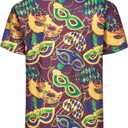 Mens 4th of July Hawaiian T-Shirt,American Flag Tie Dye Shirts,Mardi Gras St Patricks Day Hawaiian T-Shirt (L)