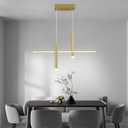Modern LED Linear Pendant Light with Dual Spotlights Dimmable 6000K Pendant Lights Kitchen Island Gold Chandeliers for Dining Room Table Living Room Bedroom(L31.5in)