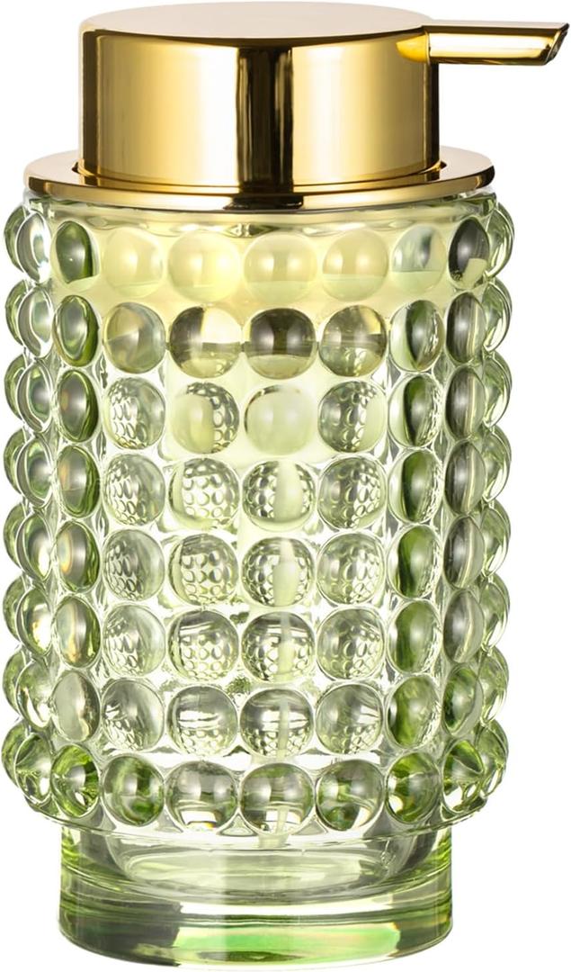 Glass Foaming Hand Soap Dispenser for Bathroom Decor with Pump (Foam Type/Green)