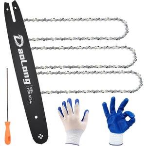 16 Inch Chainsaw Bar & Chain Combo - 3/8"LP Pitch .043" Gauge 55 Drive Links Fits MS170/MS180c/Stihl MS170 Bar/16 Chainsaw Chain - Complete Saw Chain Kit3 Chains + 1 Bar + 1 File + 1 Gloves