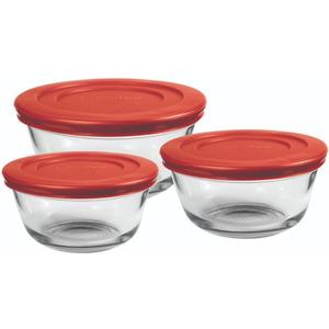 Anchor Hocking Glass Food Prep and Mixing Bowls with Lids, Blue, 6-Piece Set