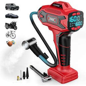 Cordless Tire Inflator Air Compressor for Milwauke 18V Battery, Portable Handheld Air Pump with Digital Pressure Gauge for Cars Motorcycles Bikes Sport Balls(Battery Not Included) (160psi)