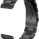 V-MORO Compatible with Samsung Gear S3 Frontier Bands/Galaxy Watch 3 45mm/Galaxy Watch 46mm(2019),22mm Solid Stainless Steel Metal Business Bracelet Strap Black(Not for galaxy watch 4 classic 46mm)
