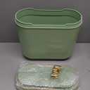 Bathroom Trash Can with Lid 3.2 Gallon Narrow Trash Can Small Plastic Trash Bin 12 Liter with Press Type Lid for Bedroom Bathroom, Mint Green