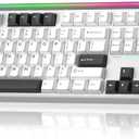 Aula H108 Wireless Silent Mechanical Keyboard with Number Pad Hot Swappable | Full Size Keyboard with Gasket Structure, RGB Backlit Light Box, Computer Gaming Keyboard with PBT Keycaps for PC/Office