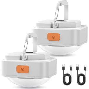 Rechargeable Camping Lights FLY2SKY 2Pcs White Tent Lights Mini Flashlight Portable LED Camping Lantern Survival Gear Camping Accessories for Hiking Backpacking Fishing Hurricane Emergency Outage