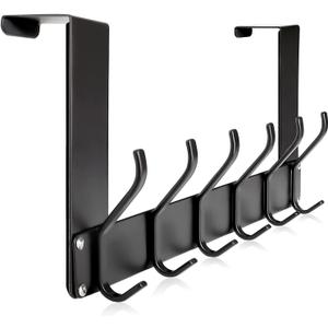 Over The Door Hooks, No Assembly Required Door Hanger Hook, Sturdy Over The Door Coat Rack, Over Door Hanger Door Hooks for Hanging Clothes, Towels, Hats, Matte Black (1 Pack)