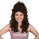 ColorGround Long Curly Fluffy Hair Wig for Women 60 70 80s Beehive Cosplay Wigs for Adults Halloween Costume (Brown)