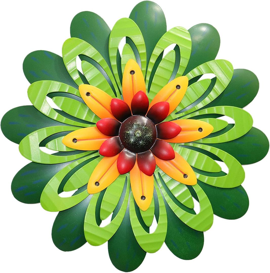 Metal Flowers Wall Decor Indoor Outdoor Metal Wall Art for Home Farmhouse Living Room Bedroom Bathroom Garden Decorations - Green