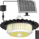 Solar Lights Outdoor Waterproof,396 LED Solar Shed Light Indoor Outdoor with Remote Control,Timer, Solar Pendant Light 5 Modes,Solar Powered Barn Lights for Chicken Coop,Gazebo,Garage,Shop