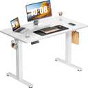 Sweetcrispy Electric Standing Desk Adjustable Height, 40x24 Inch Sit Stand Up Home Office Desks Computer Workstation PC Work Table with 3 Memory Preset Splice Wood Board Metal Frame, White