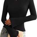 3 x Zenlonr Long Sleeve Shirts for Women 2025 Fall Off The Shoulder Tops Casual Slim Fitted Knit T-Shirt Y2K Clothes