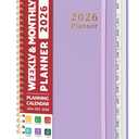 2026 Planner, Weekly and Monthly Calendar Planner, January 2026 - December 2026, Hardcover 2026 Calendar Book with Tabs For Women & Men, Inner Pocket, Spiral Bound, Perfect for Office Home School Supplies - A5 (6.3" x 8.5"), Purple