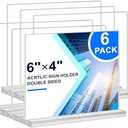Acrylic Sign Holder 6x4,6 Pack Clear Sign Holder Double Sided Table Menu Horizontal Desktop Display Stand Paper Flyer Holder Tabletop Sign Holder Suitable for Restaurants, Office, Store, Hotels