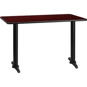 Flash Furniture 30'' x 48'' Rectangular Mahogany Laminate Table Top with 5'' x 22'' Table Height Bases