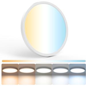 1Pack LED Flush Mount Ceiling Light,12inch 24W,2700K-6500K 5 Color Temperature Selectable LED Ceiling Lights,3200LM Bright White Ceiling Light for Bedroom Kitchen Hallway