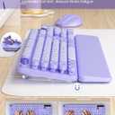 Wireless Keyboard and Mouse Combo - Cute Typewriter Keyboard with Detachable Wrist Rest, Retro Round Keycaps, Foldable Legs, 2.4GHz Full-Size Keyboard for PC, Laptop, Mac, Windows - Trueque (Purple)