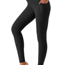 DOTDOG High Waisted Yoga Leggings for Women Tummy Control Legging with 3 Pockets Buttery Soft Compression Workout Yoga Pants L Black