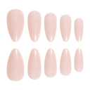 3 x Light Pink Press on Nails Short Medium Almond Shaped Cute Spring Summer Nude Jelly Gel Glue on Nails Pure Color Glossy Fake Nail Reusable Artificial Stick on Nails for Women Girls Daily Wear in 24PCS