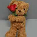 Civaner Valentine Bear Stuffed Animal Gift with Rose Funny Cute Bear Stuffed Animal Plush Gift for Valentine Mother Birthday Wedding Christmas, 11.8 Inches(Beige)