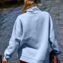 TERIVEEK Womens Mock Neck Sweatshirts Oversized Fleece Turtleneck Long Sleeve Loose Fit Drop Shoulder Pullover Tops (Blue, M)