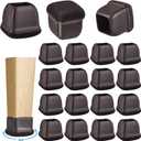 16 Pack Chair Leg Floor Protectors for Hardwood Floors, Round Rubber Furniture Sliders, 360Felt Pad Bottom Wrapped Thickening Silicone Furniture Legs Caps Covers(Square,Walnut-L)
