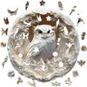 Wooden Puzzles Adults 300 Pieces, White Owl Animal Shaped Wood Puzzle with Unique 3D Paper Carved Effect, Challenging Jigsaw Puzzles, Christmas Birthday Gifts for Women Mom, Wall Decor13.3in