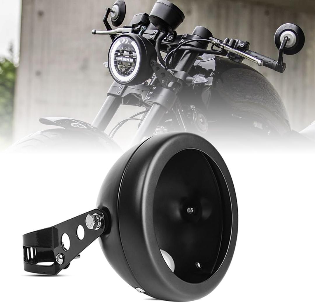 SKTYANTS 5 3/4" 5.75 Inch Motorcycle Headlights Housing Bucket Headlight Mount for Motorcycle HeadlightBlack