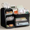 HBlife Desk Organizer with Pen Pencil Holder for Desk, Pen Organizer with 2 Drawers, Desk Organizers and Accessories with 4 Compartments, Desktop Storage for Office Home School Art Supplies, Black