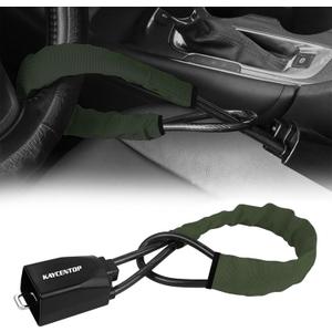 KAYCENTOP Car Steering Wheel Lock, Seat Belt Lock, Anti-Theft Device, Max 17 Inch Length, Small and Light-Weight, Multi-Functional, Fit Most Vehicle, SUV, Golf Cart Security (Green)