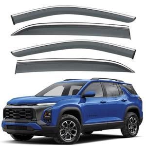 VESUL Compatible with 2025 2026 Chevy Equinox (NOT for EV) Window Deflectors OEM-Style Rain Guards 4-Piece Set No-Drills Installation Smoke Tinted Windshield Vent Visors 304 Stainless Steel Trim