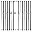 16-Pack Wrought Iron Balusters for Staircase, Hollow Single Basket with Double Twist 1/2" Square Metal Balusters with 32 Iron Baluster Swivel Shoes