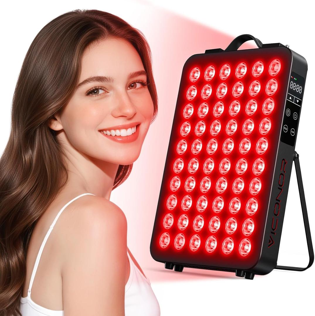 Red Light Therapy for Body, 660nm 850nm Near Infrared Light Therapy Panel, 60 Dual Chip LED Device with 300W of Power, Ideal for Body, Face, Improve Sleep, Skin Health, Includes Hanging Kit & Handle