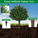 Grooy Artificial Cypress Topiary Tree with Ground Spike, Set of 2 Artificial Shrub Bushes, Fake Evergreen Tree for Porch, Artificial Plants for Outdoor Planters Indoor UV Resistant