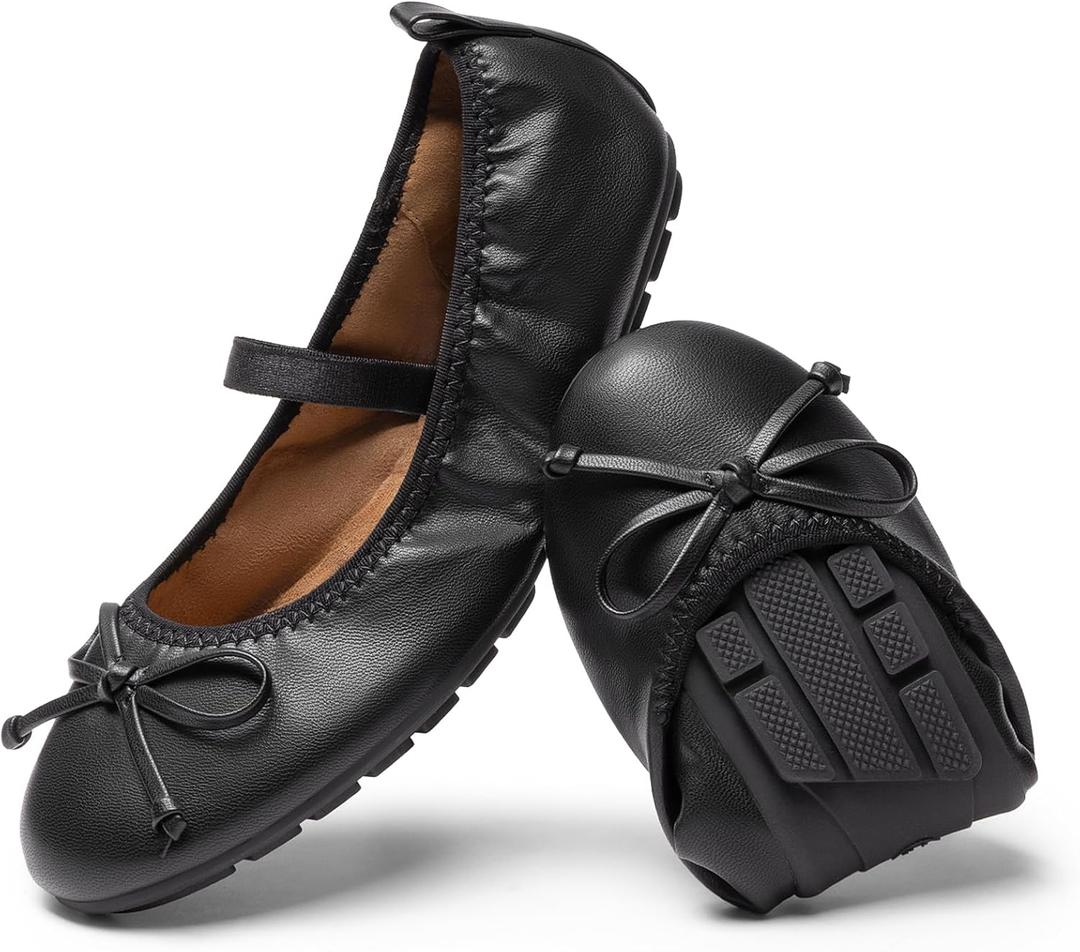 DREAM PAIRS Girls Ballet Flats Dress Shoes Mary Janes Ballerina Shoes (5 Big Kid, Black)