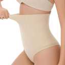 Thong Shapewear for Women Tummy Control High Waisted Body Shaper Underwear Seamless Shaping Panties (Large)
