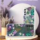 CCFUNCASE Compatible for Samsung Galaxy S24+ Plus / S25+ Plus Case Clear Cute for Women - Rugged Phone Cases Funda Protector Cover Skin (Green Palm Leaves)