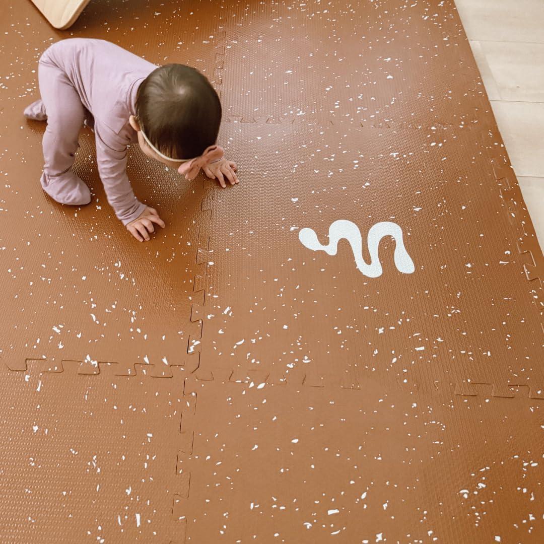 Mylle Designer, Minimalist, Soft Nontoxic EVA Foam Interlocking Puzzle Mat | Exercise Mat for Home Gym, Pilates, Yoga | Playmat for Babies, Toddler, Kids in Nursery or playroom (Earth)
