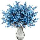 Sggvecsy 6 Pcs Babys Breath Artificial Flowers Gypsophila Bouquets Bulk Real Touch Fake Silk Flowers for Home Wedding DIY Floral Arrangement Kitchen Table Centerpiece Festival Decoration (Blue)