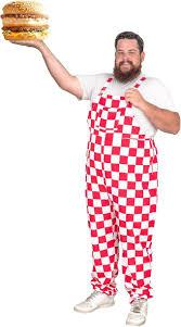 Adult Halloween Costume Big Boy RED Overall Pants