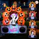 Joiedomi 6 FT Tall Halloween Inflatable Outdoor Decoration, Halloween Decor Outdoor Blow Up Pumpkin, Inflatable Skeleton with Colorful LEDs and Music, Blow Up Party Decoration