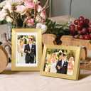 upsimples 4x6 Picture Frame, Display Pictures 3.5x5 with Mat or 4 x 6 Without, Wall Hanging Photo Frames, Gold, 2 pack