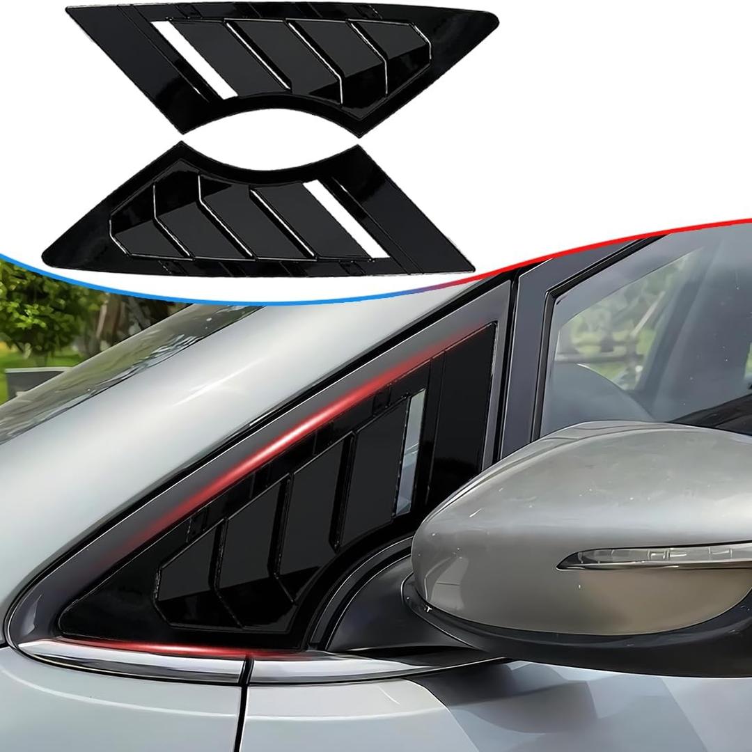 MUXEE 2Pcs Side Vent Louvers for KIA Forte 2014-2018, ABS Print Sport Window Decorative Covers, Bright Black